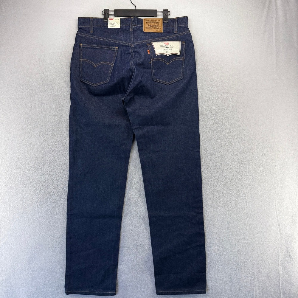 Levis Jeans Men's 38x34 Blue Denim Dark Wash Made In USA Orange Tab 505 0217 NEW
